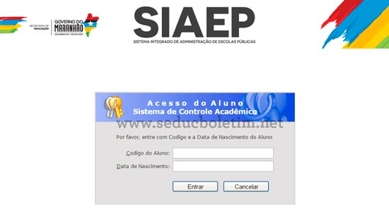 Página de login do SIAEP