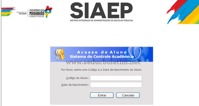 Página de login do SIAEP